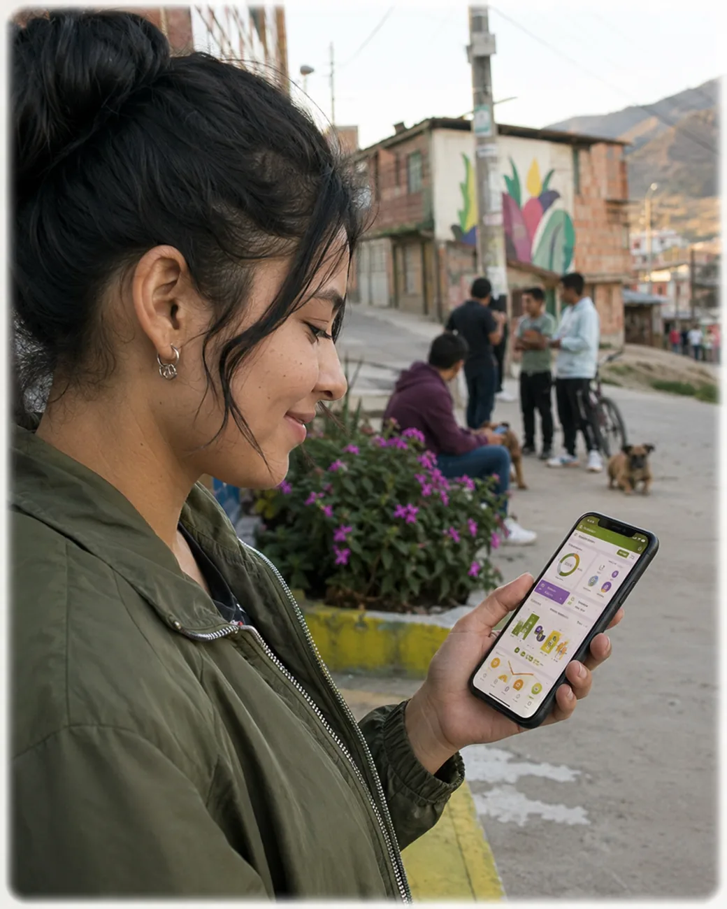 Joven consultando proyectos e iniciativas comunitarias en Soacha